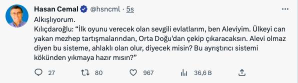 Kılıçdaroğlu'nun 'Ben Aleviyim' açıklamasına destek yağdı, 24 saatte 50 milyon görüntülenmeyi aştı: İşte destek verenler... 3